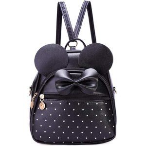 Bowknot Polka Dot Mini Backpack And Convertible Shoulder Bag Purse for Women